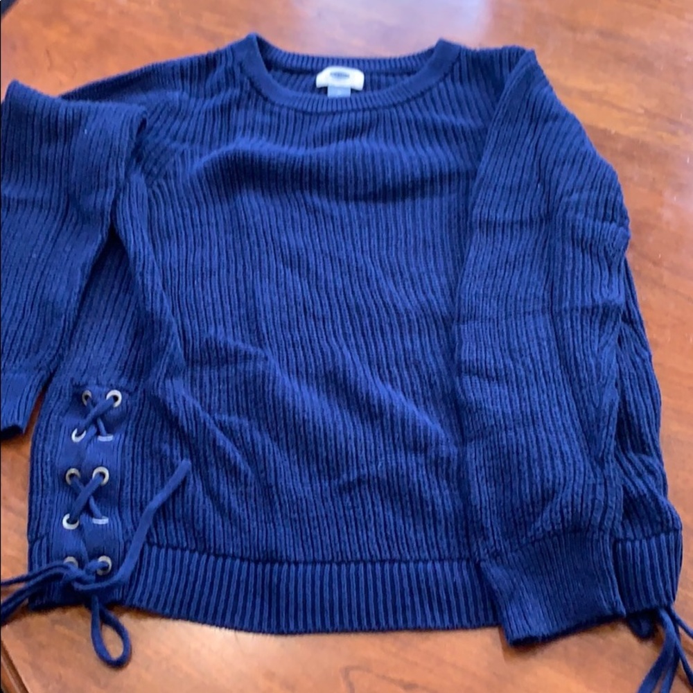 Navy Blue Tied Sides Sweater M